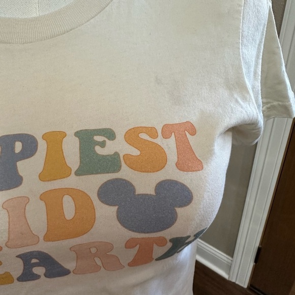 Disney Happiest Kid on Earth Cream T-Shirt Youth Medium - Picture 3 of 5
